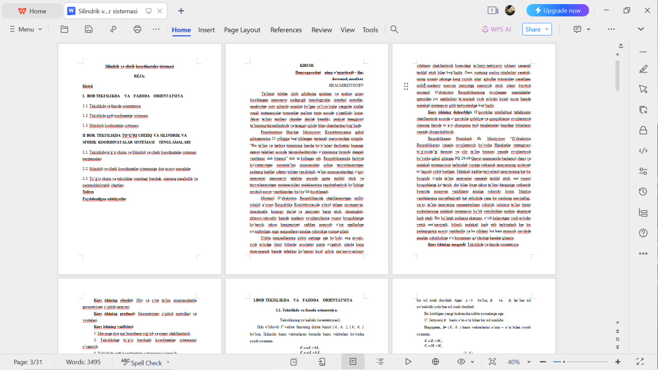 Silindrik va sferik koordinatalar sistemasi