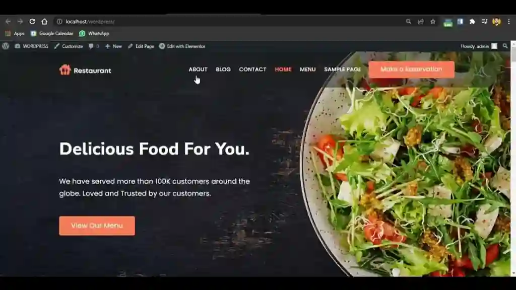 Cafe yoki restoran sayti (Wordpress)