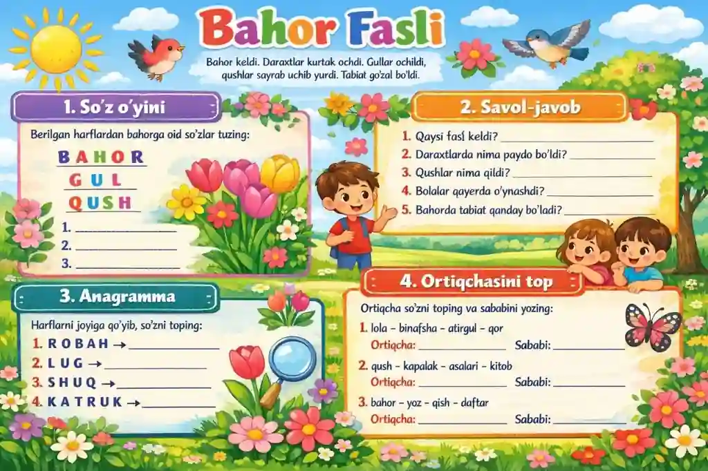 Boshlang'ich sinflar uchun ko'rgazmalar