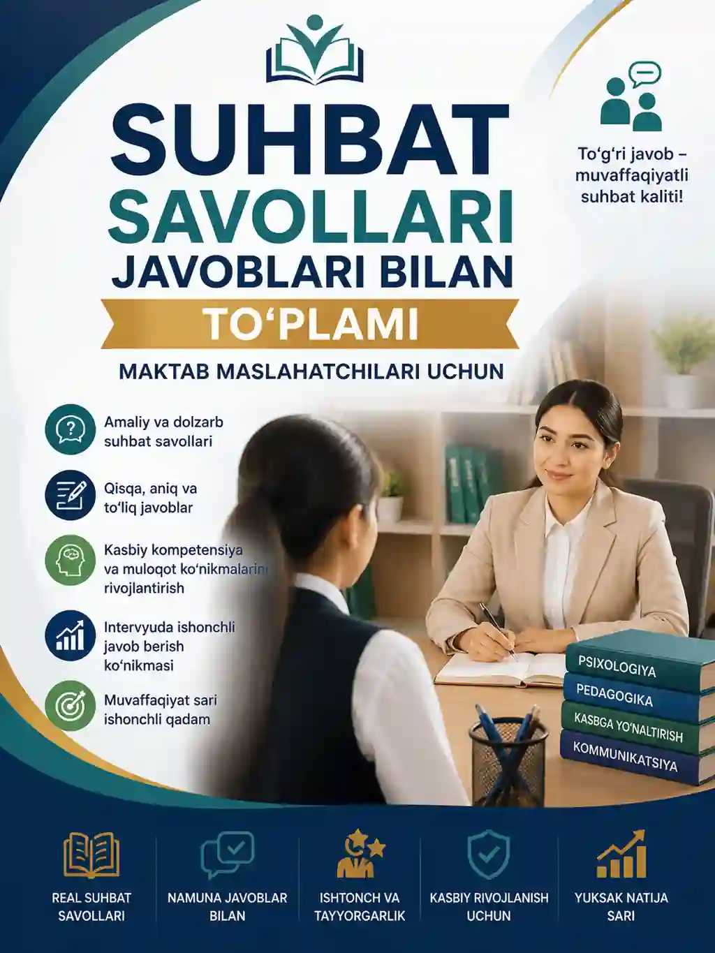 Makatab maslahatchi suhbat biletlari javoblari bilan 2026