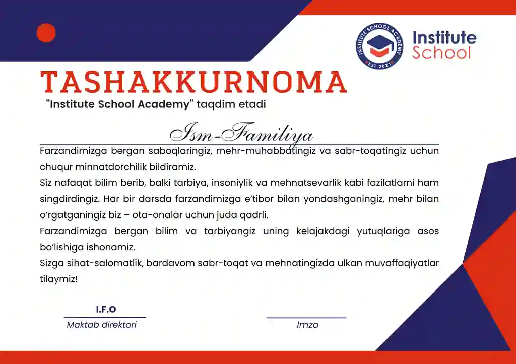 Tashkkaurnoma ota-onaga