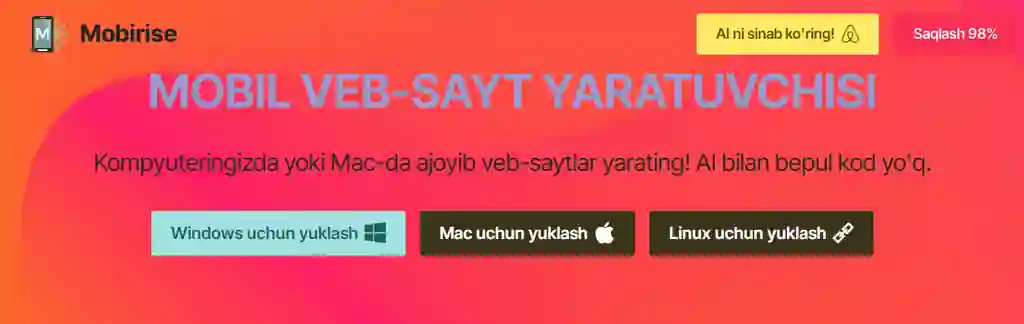 Mobirise | Web sayt yaratuvchi