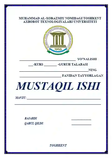 Mustaqil ish yuzi TATU TUIT (Axborot texnologiyalari)