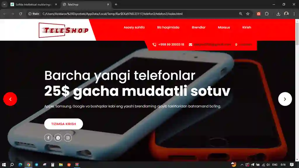 TeleShop (telefon do'konlarini online veb-sayti)