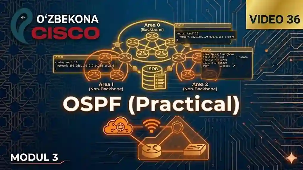 OSPF Dinamik Routing (Amaliy) | CCNA 200-301 | 36-dars