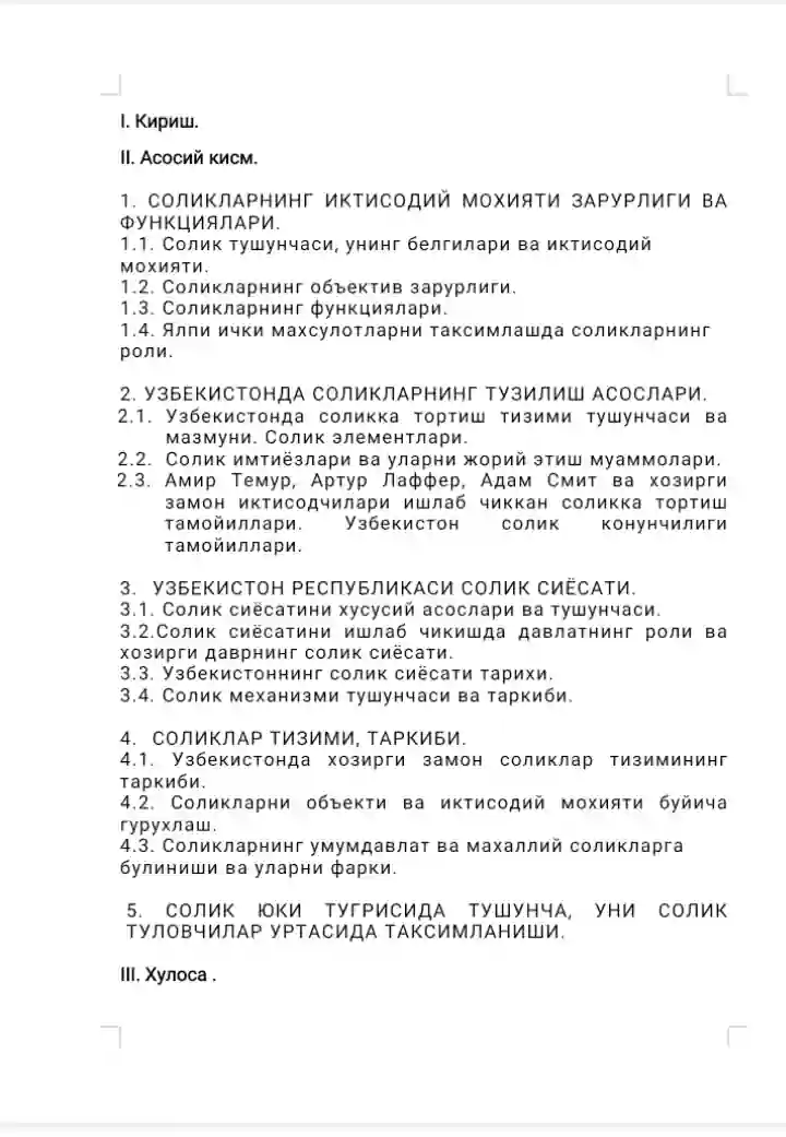 soliq yuki Kurs ishi