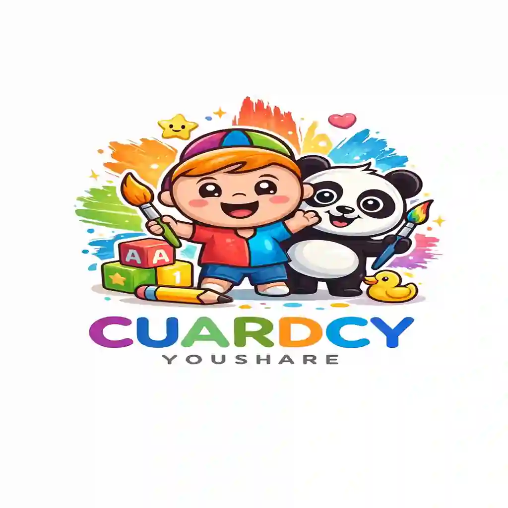 Cute Kids Panda Cartoon Logo