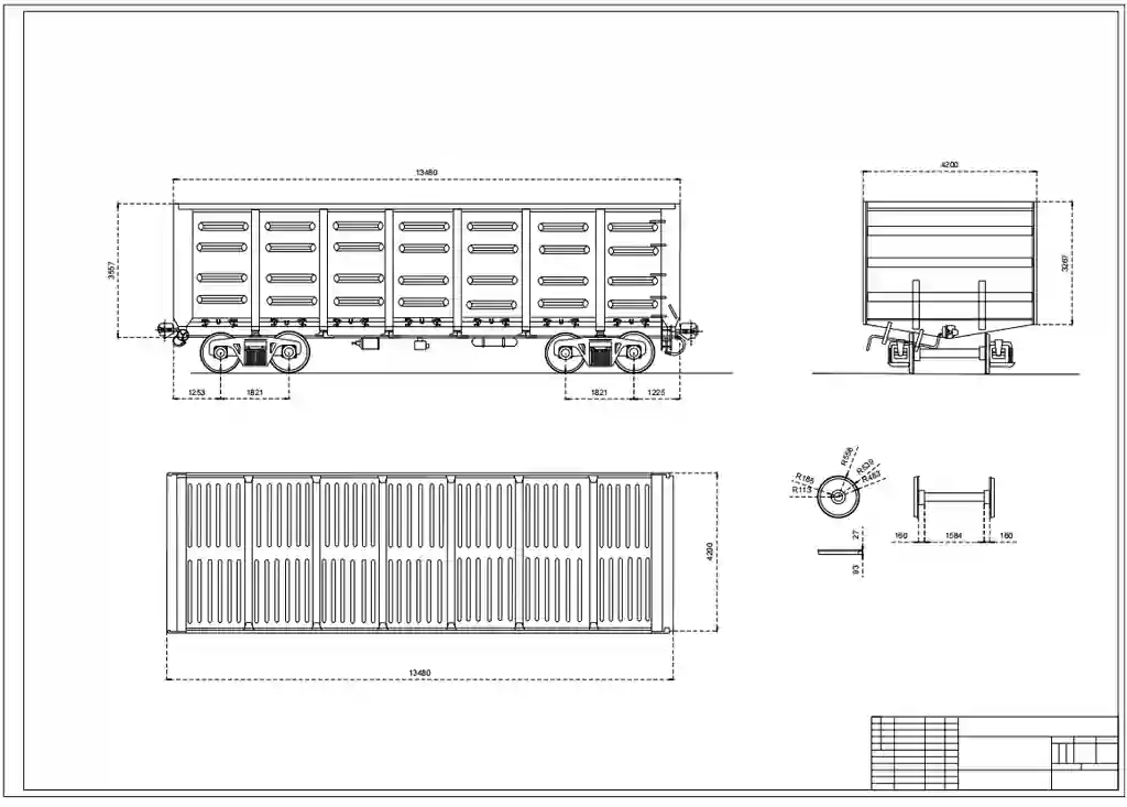 poyezd vagon chizmasi AUTOCAD DWG, PDF formatda