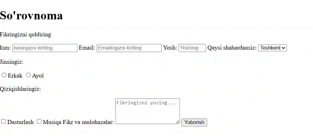 Built a survey form
