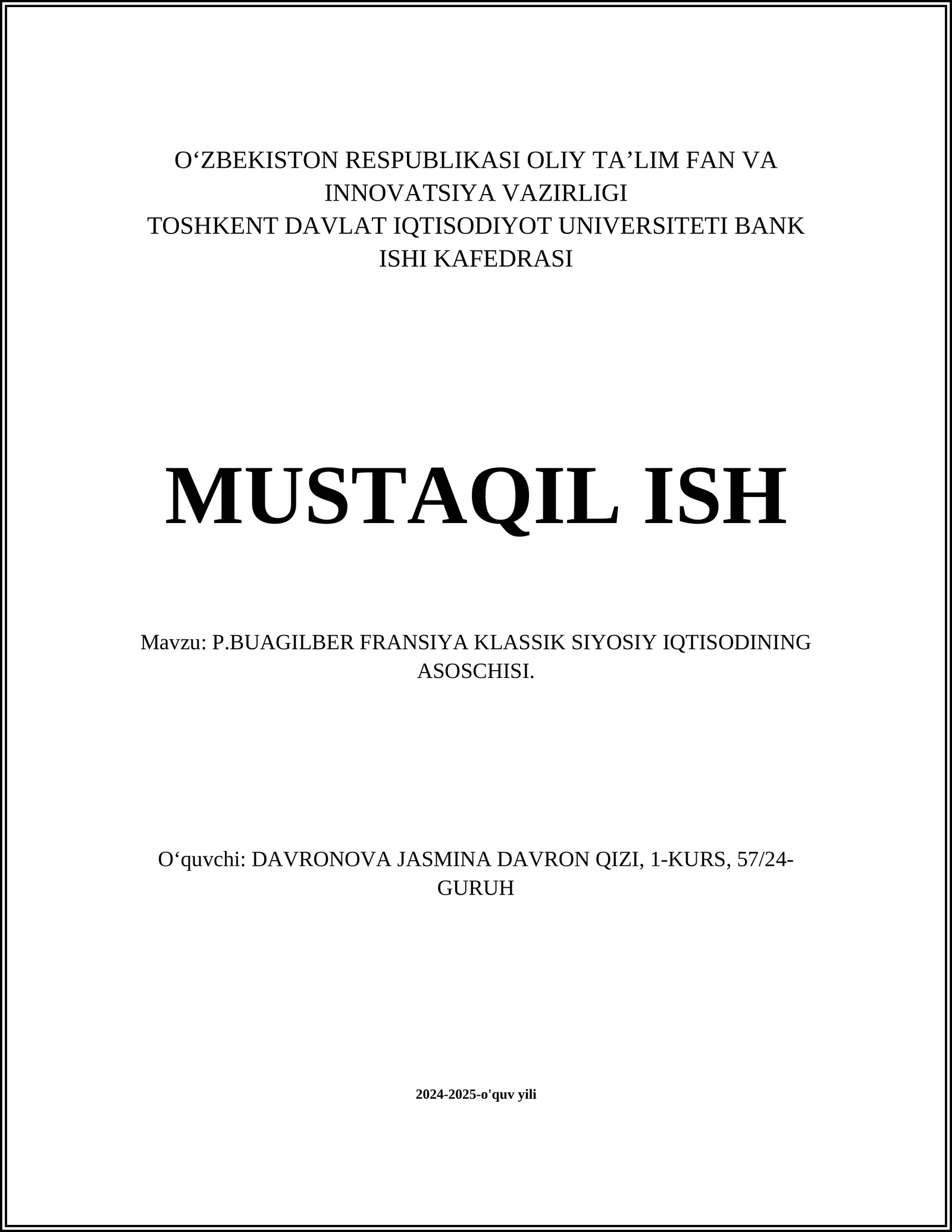 P.BUAGILBER FRANSIYA KLASSIK SIYOSIY IQTISODINING ASOSCHISI