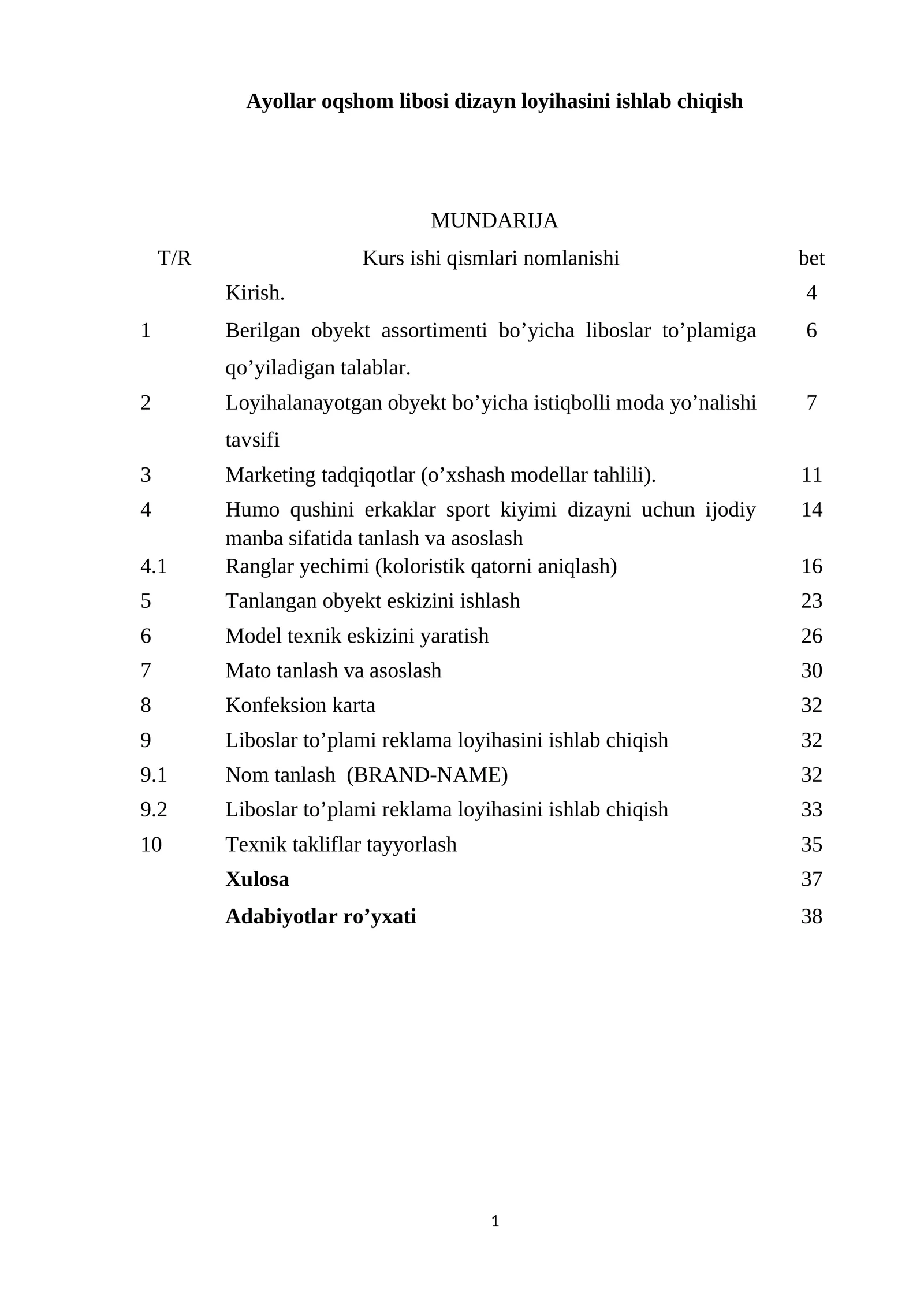 Ayollar oqshom libosi dizayn loyihasini ishlab chiqish