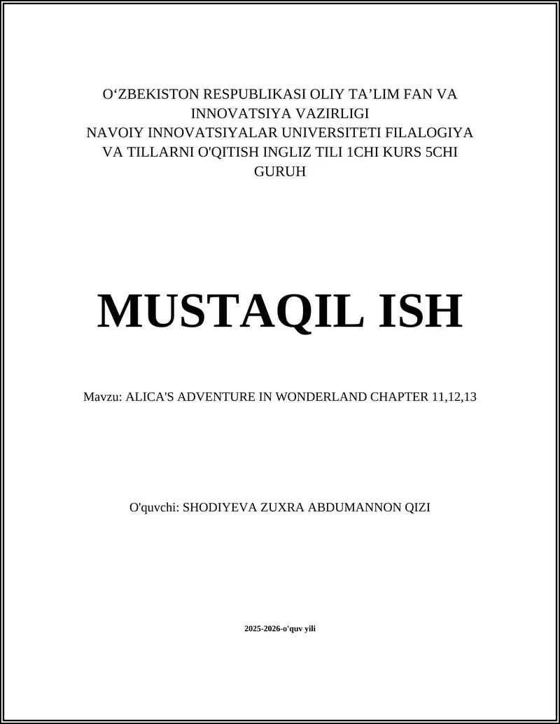 ALICA'S ADVENTURE IN WONDERLAND CHAPTER 11,12,13