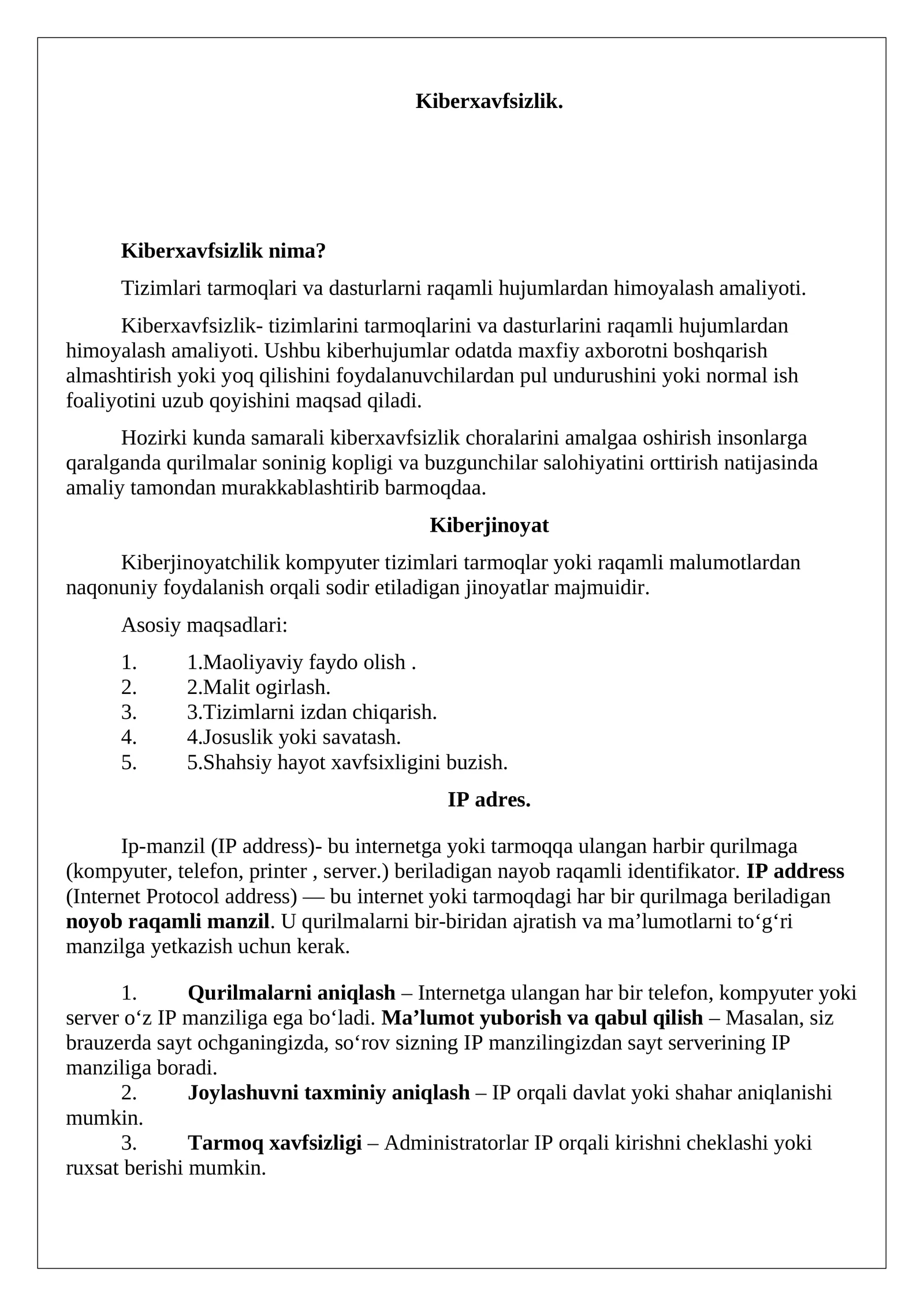 Kiberxavfsizlik