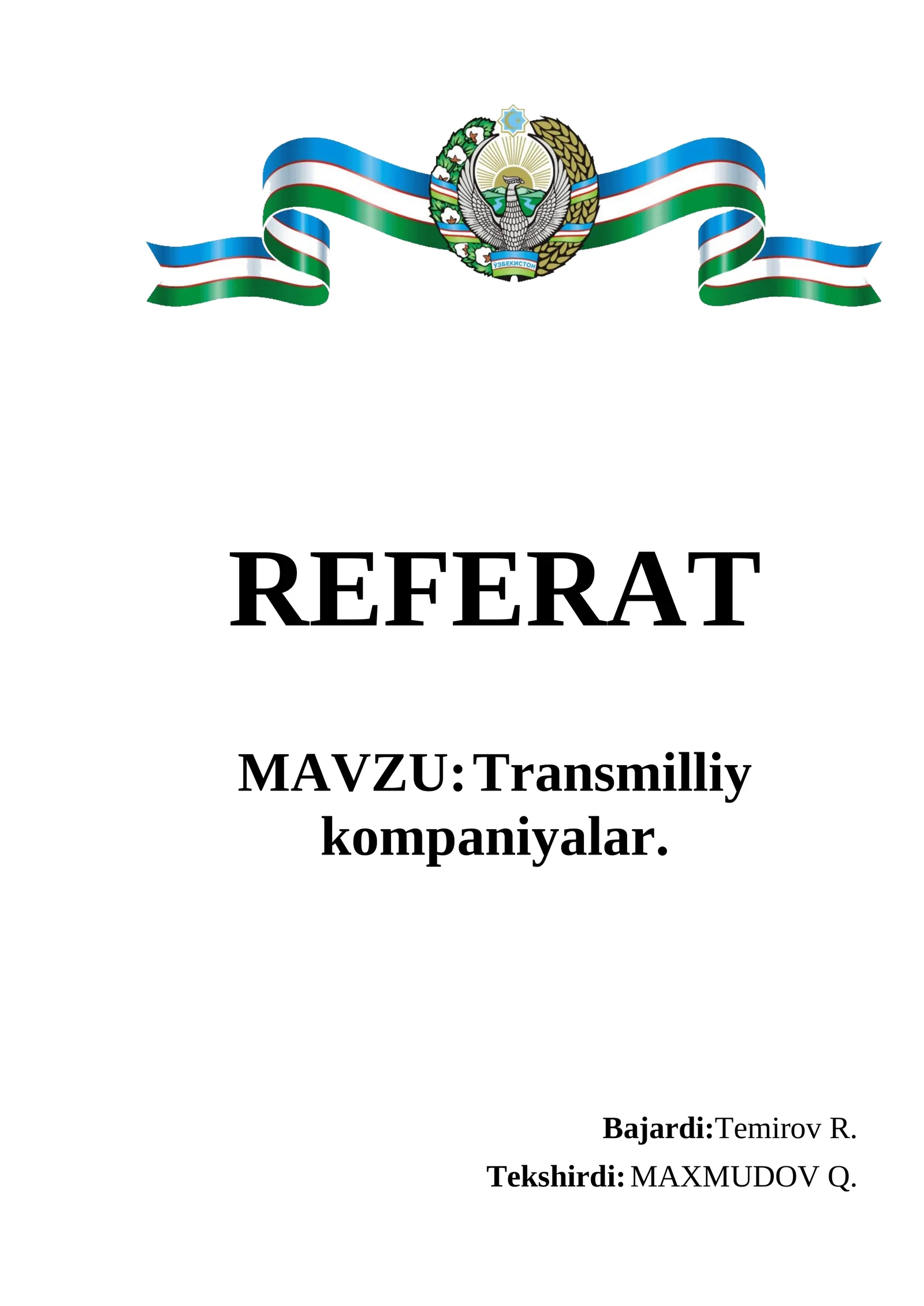 Xalqaro menejmentdan referat