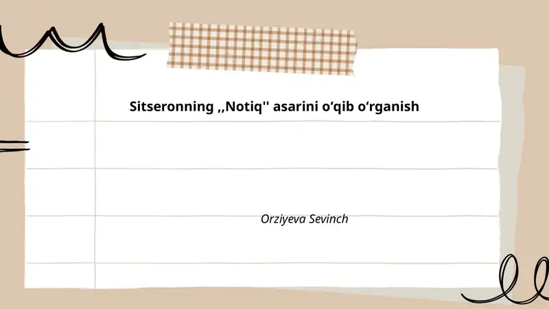 Sitseronning "Notiq" asarini oʻqib oʻrganish
