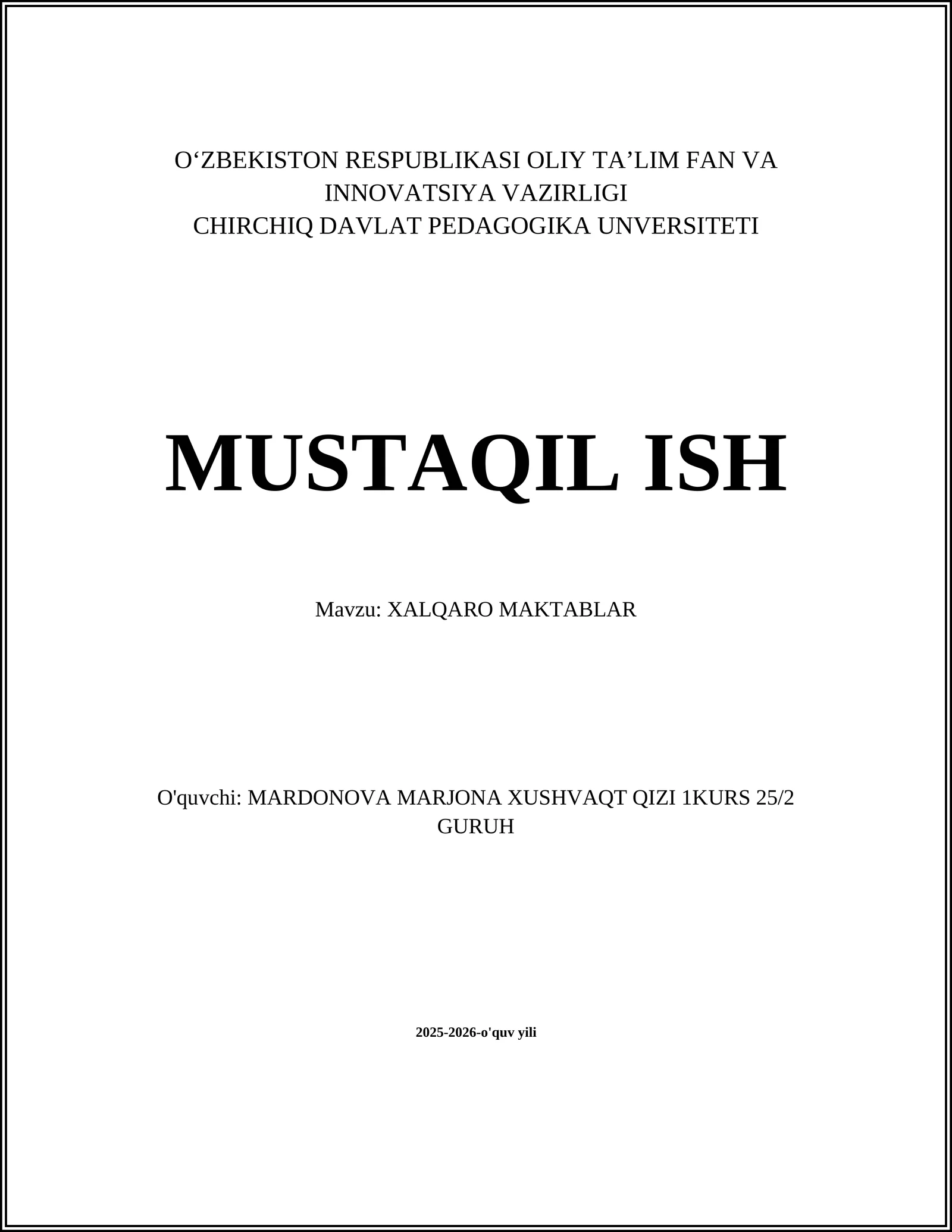 Xalqaro maktablarda o'quv dasturlari (IB, Cambridge, American)