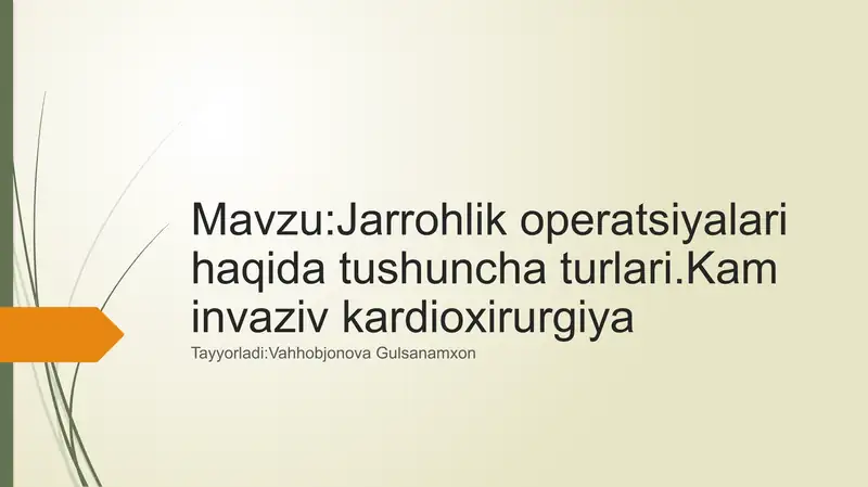 Jarrohlik operatsiyalari haqida tushunchalar
