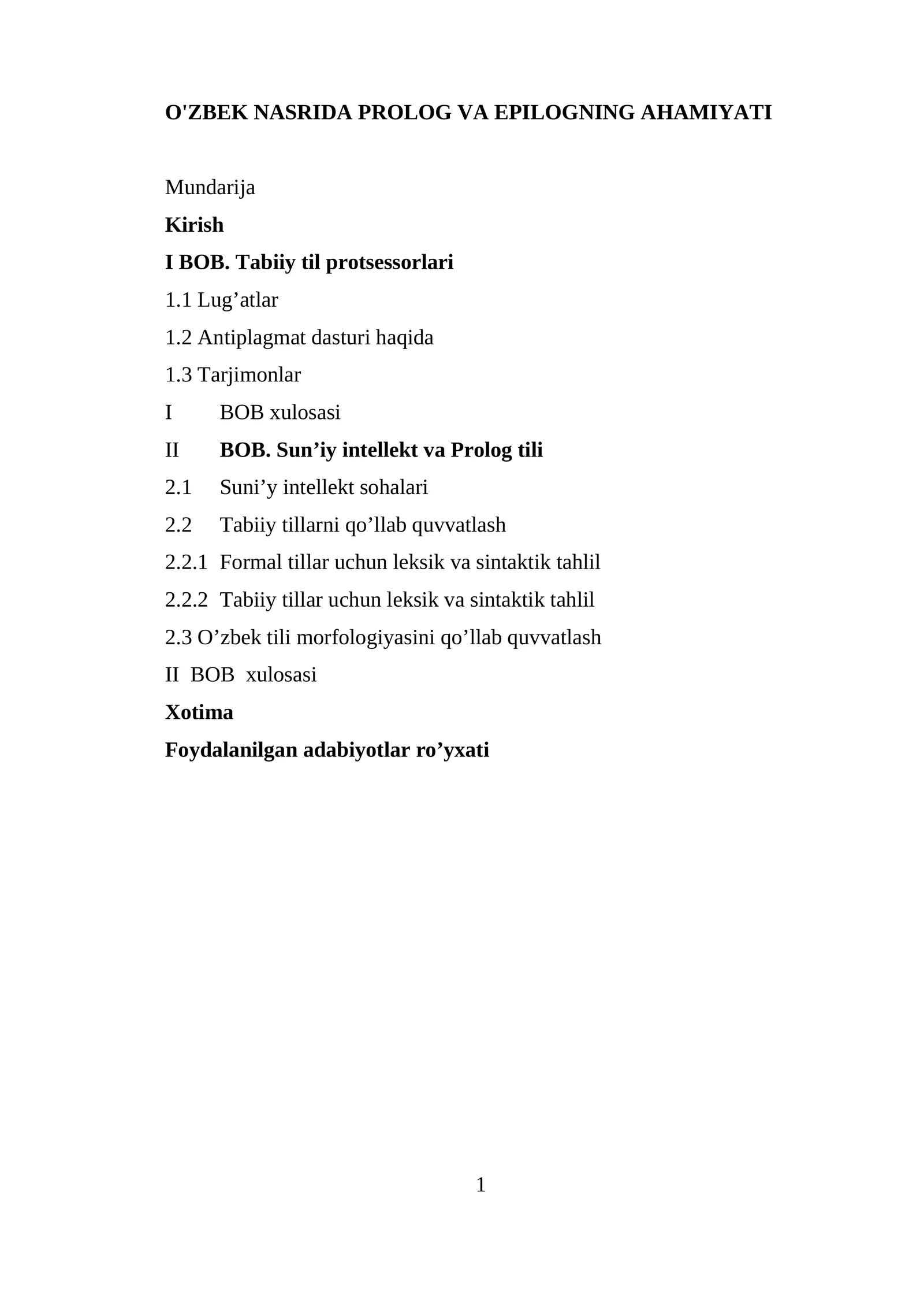 O'ZBEK NASRIDA PROLOG VA EPILOGNING AHAMIYATI