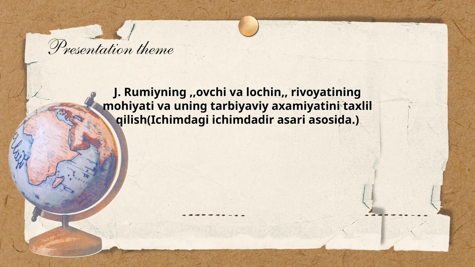 J. Rumiyning "Ovchi va lochin" rivoyati