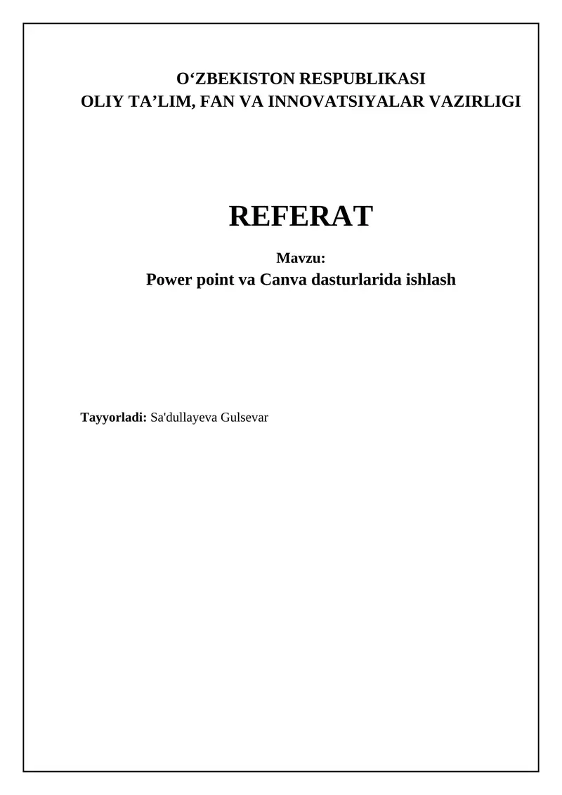 PowerPoint va Canva: Asosiy tushunchalar va imkoniyatlar