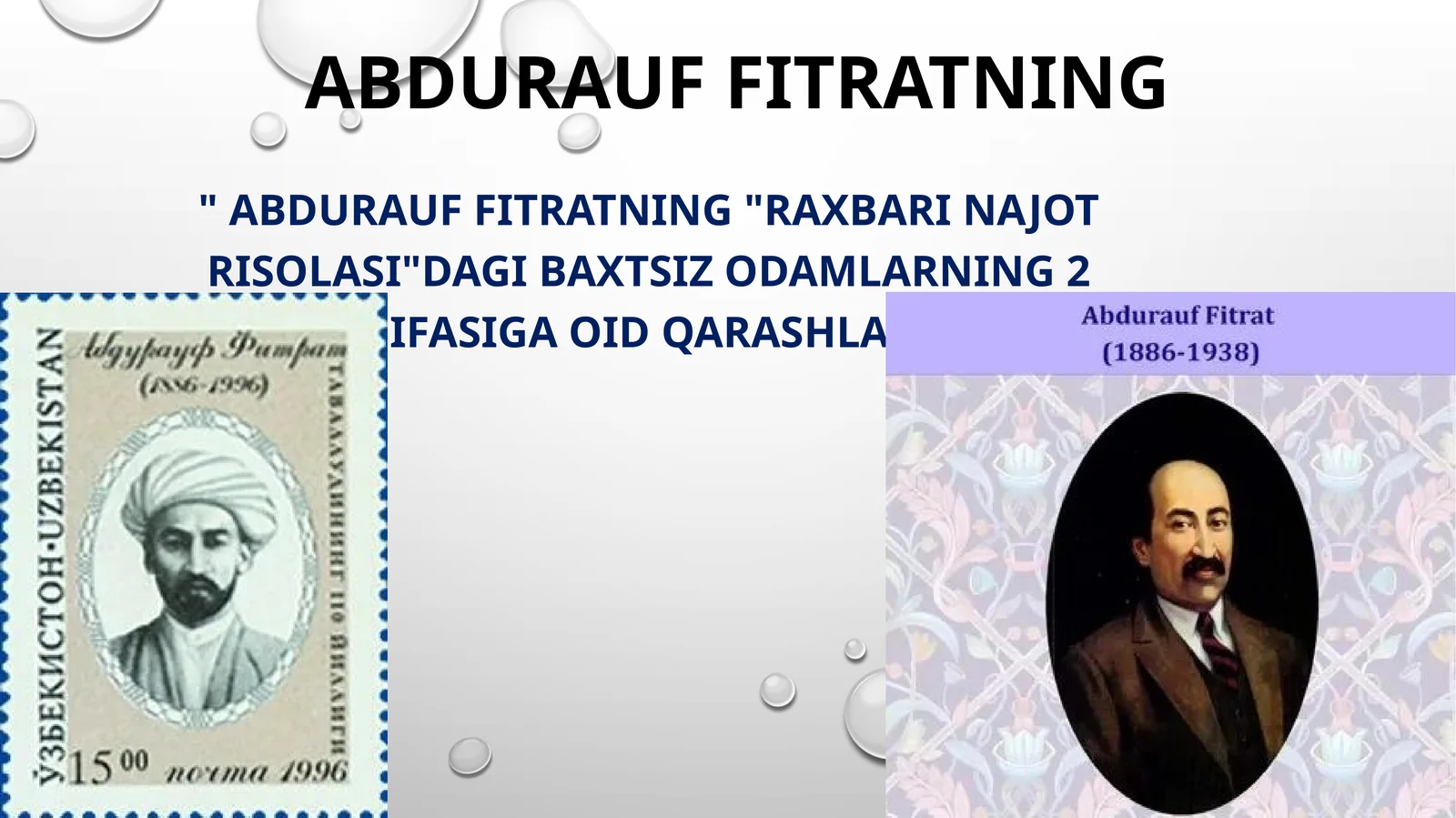 Abdurauf Fitratning "Raxbarinajotrisolasi"dagibaxtsizodamlarning2toifasigaoidqarashlari