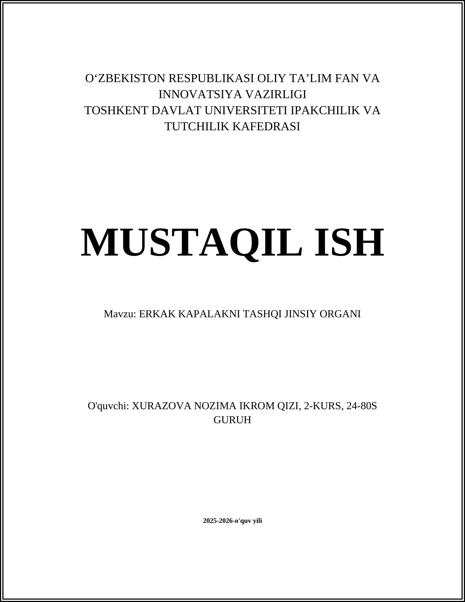 ERKAK KAPALAKNI TASHQI JINSIY ORGANI