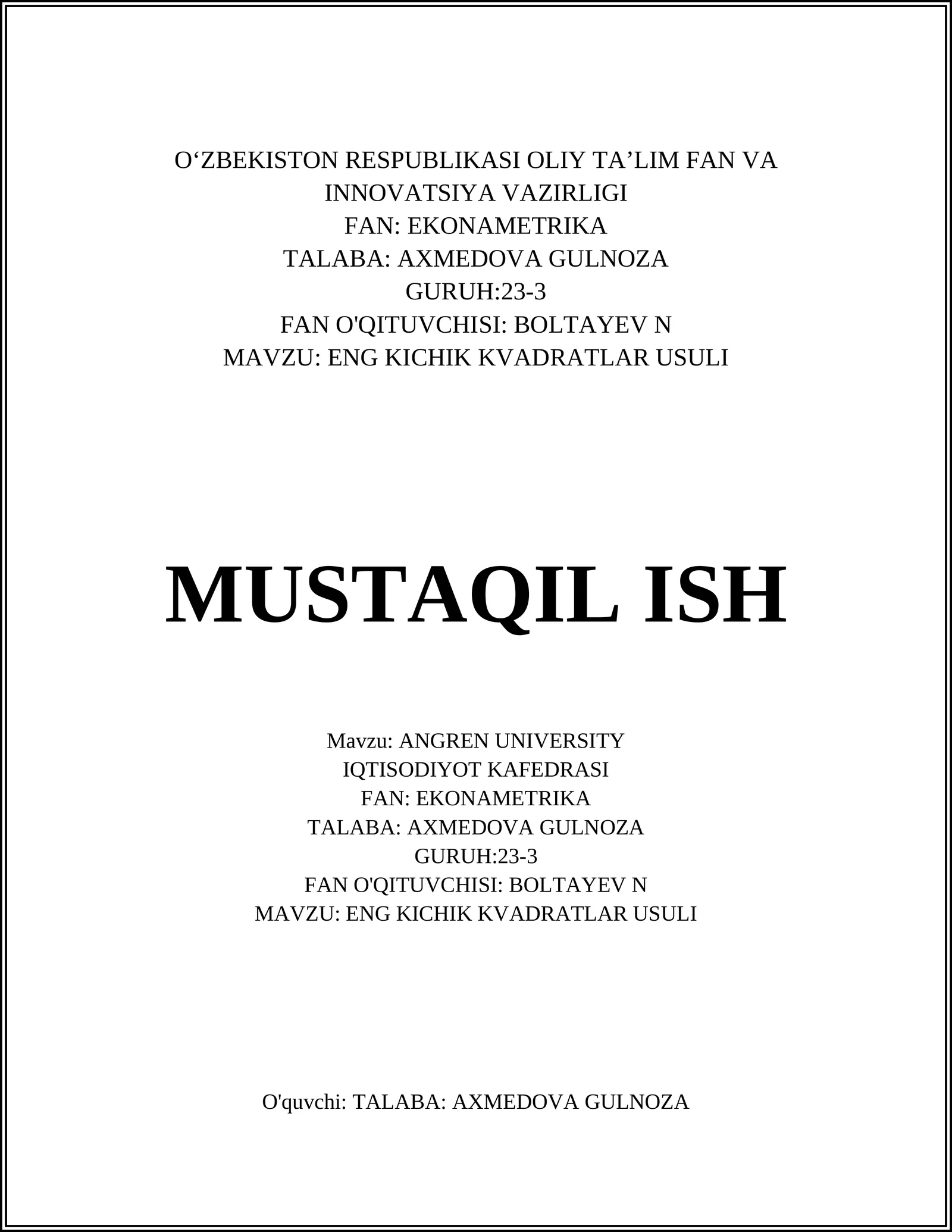 Eng kichik kvadratlar usuli