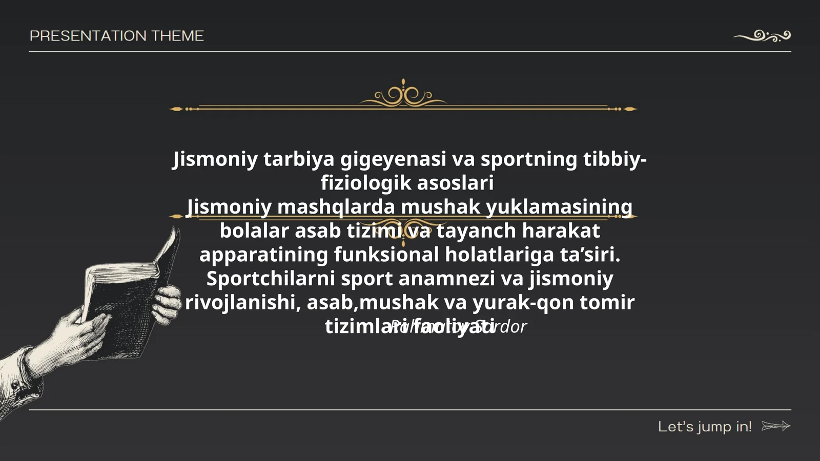 Jismoniy tarbiya gigeyenasi va sportning tibbiy-fiziologik asoslari