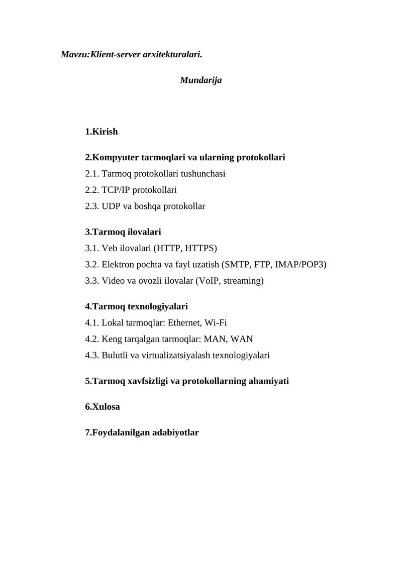 Klient-server arxitekturalari