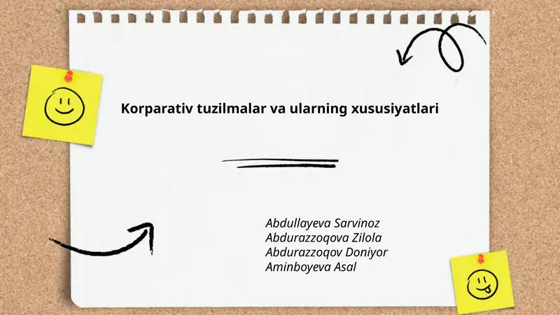 Korparativ tuzilmalar va ularning xususiyatlari
