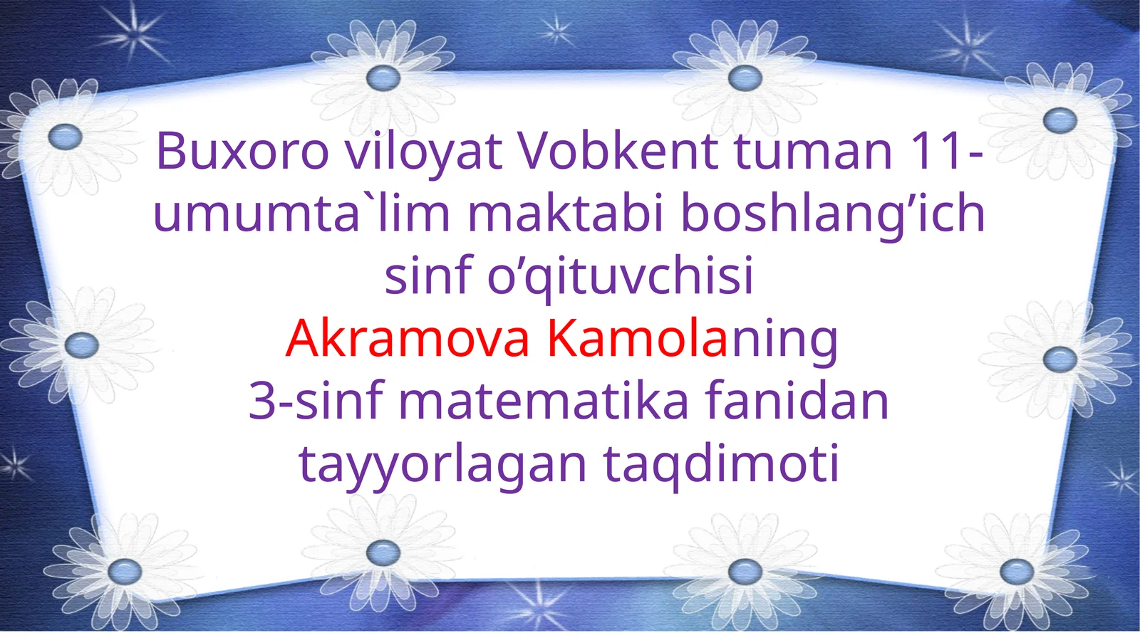 3-sinf matematika fanidan ta'lim