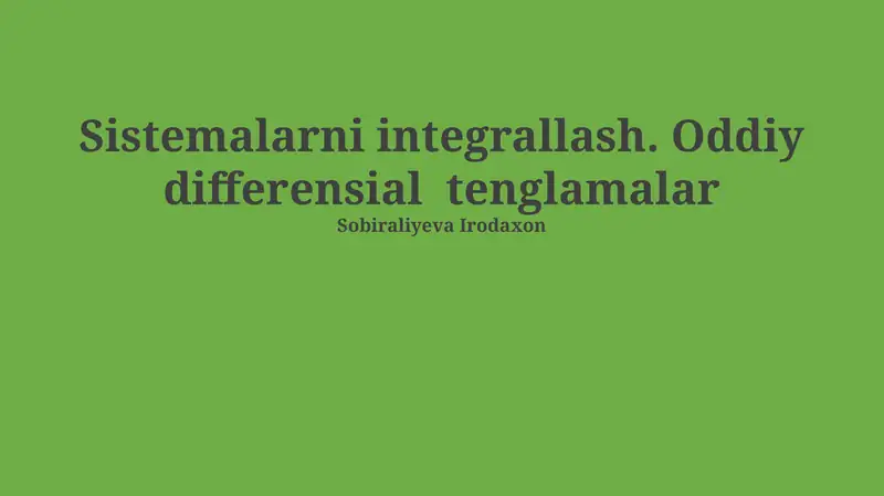 Oddiy Differensial Tenglamalar