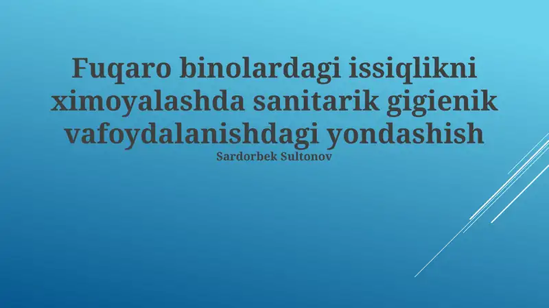 Issiqlik izolyatsion materiallarning sanitariya-gigiena talablari