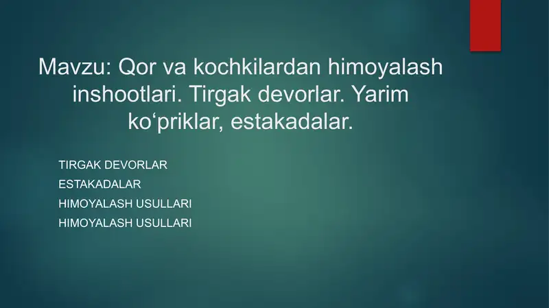 Qor va kochkilardan himoyalash inshootlari