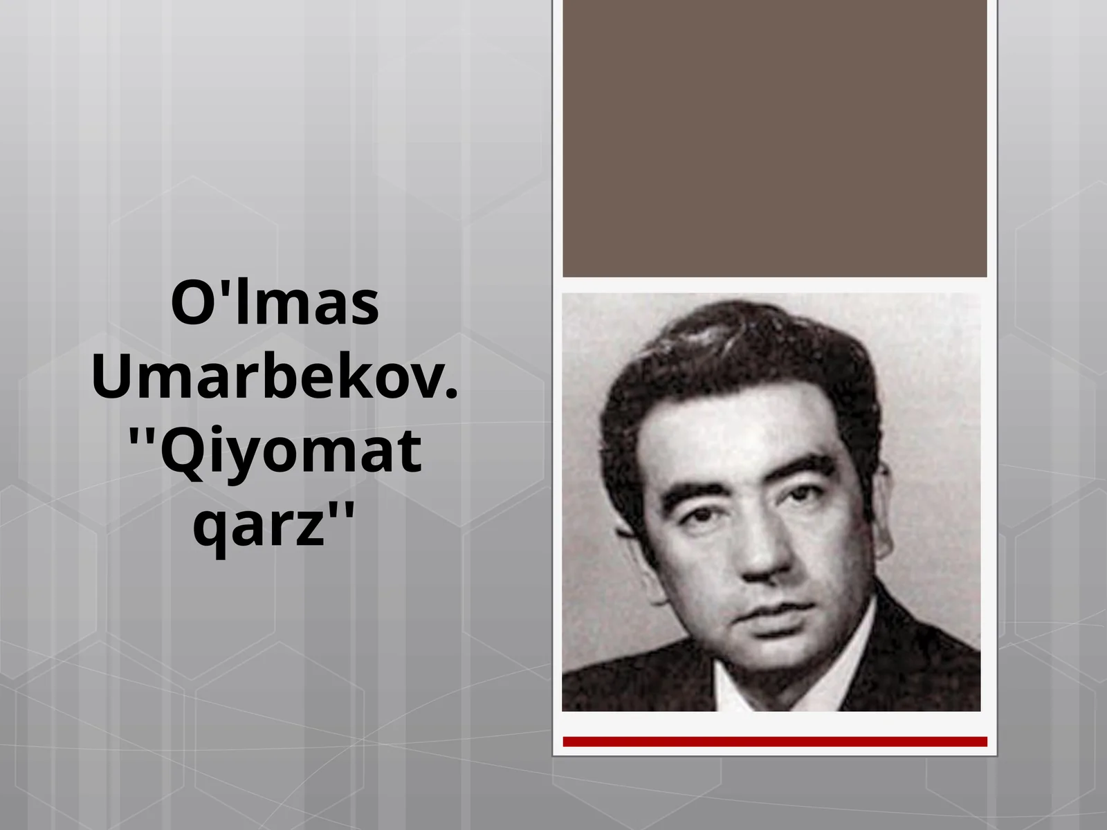 O'lmasUmarbekov. ''Qiyomatqarz''