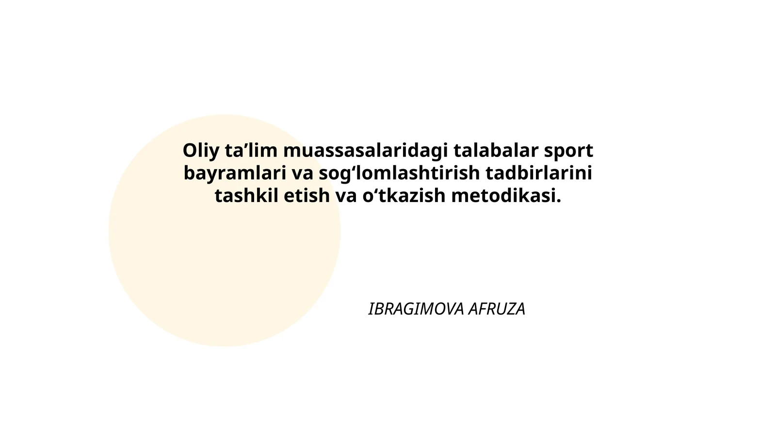 Talabalar sport bayramlari va sog‘lomlashtirish tadbirlarini tashkil etish va о‘tkazish metodikasi