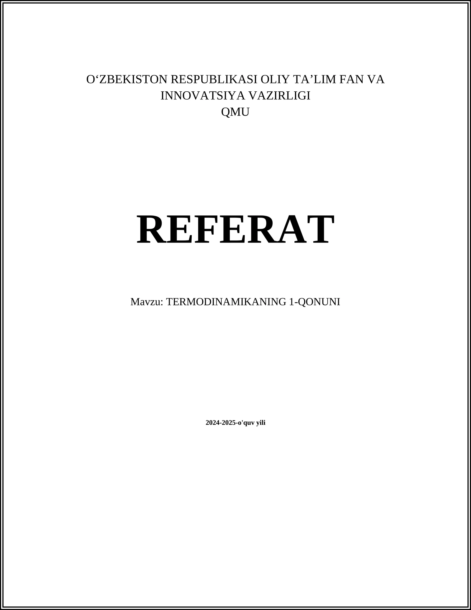 TERMODINAMIKANING 1-QONUNI