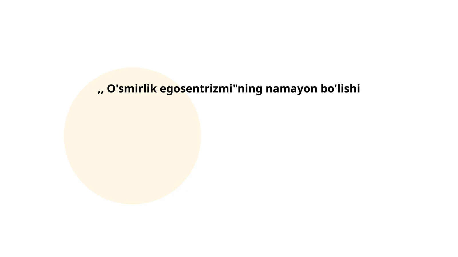 "O'smirlik egosentrizmi"ning namayon bo'lishi