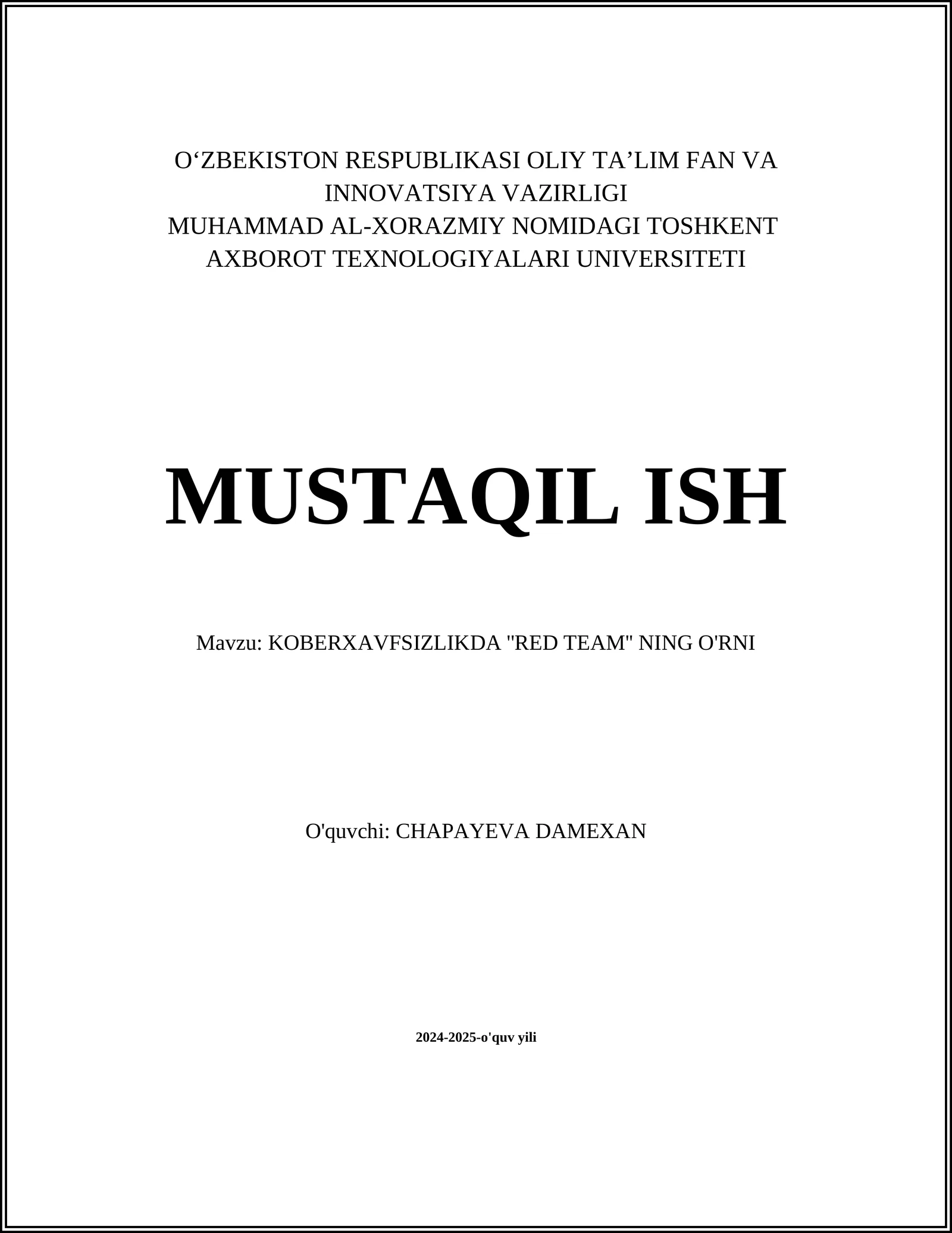 KOBERXAVFSIZLIKDA ''RED TEAM'' NING O'RNI