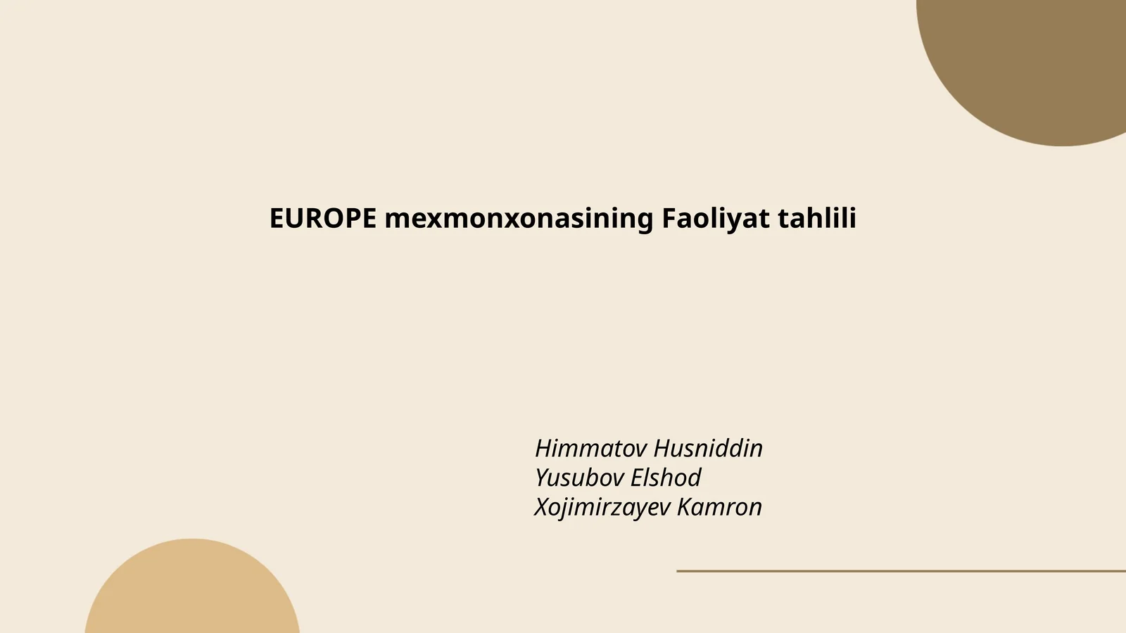 EUROPE mexmonxonasining Faoliyat tahlili