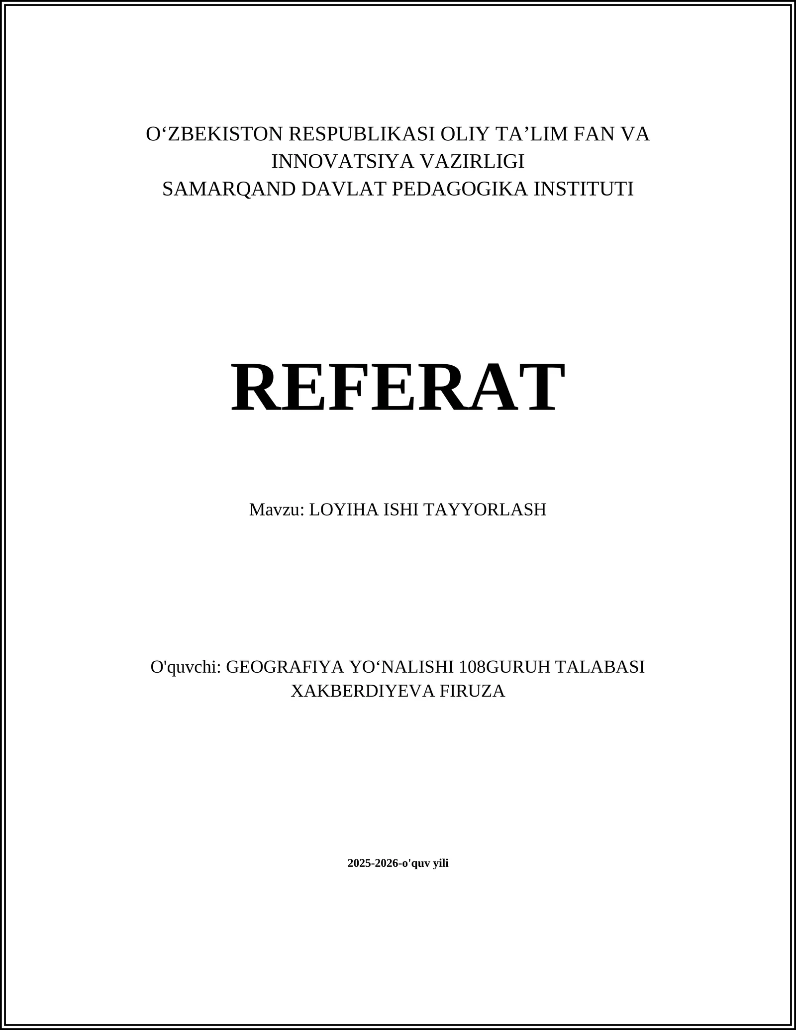 LOYIHA ISHI TAYYORLASH