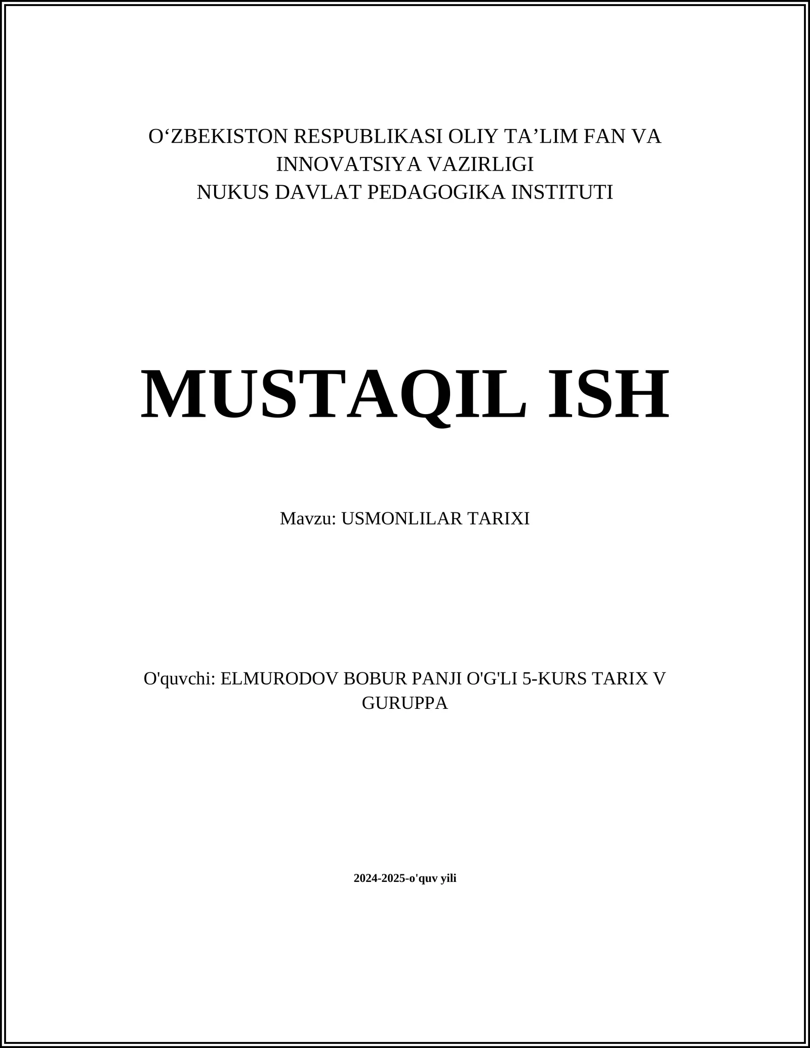 USMONLILAR TARIXI