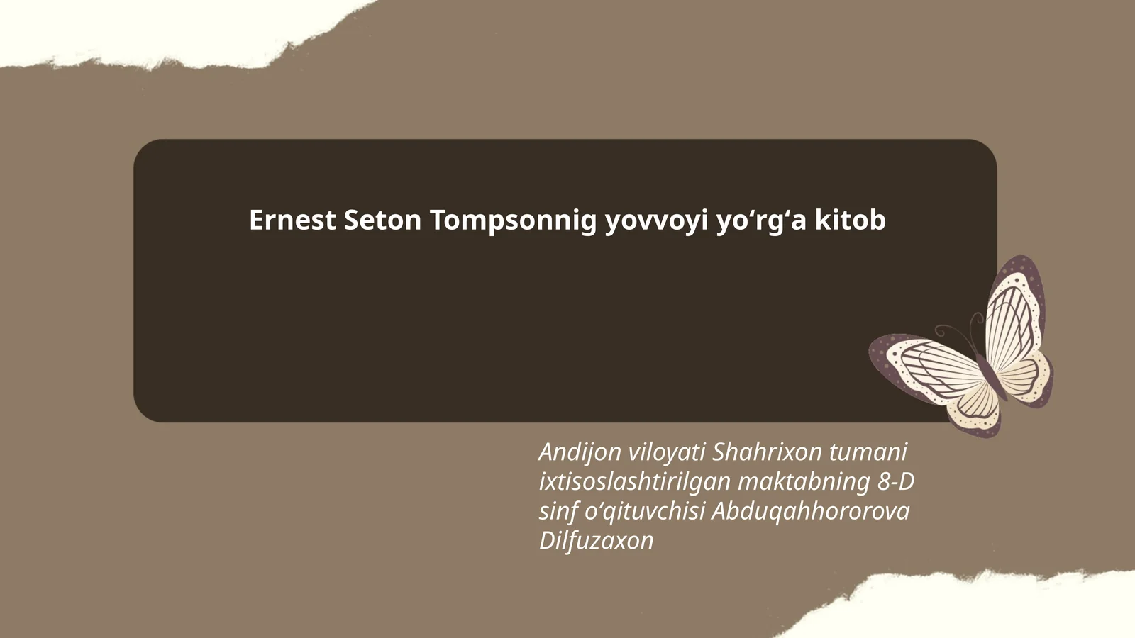 Ernest Seton Tompsonning yovvoyi yoʻrgʻa kitobi