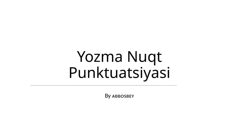 Yozma Nuqt Punktuatsiyasi