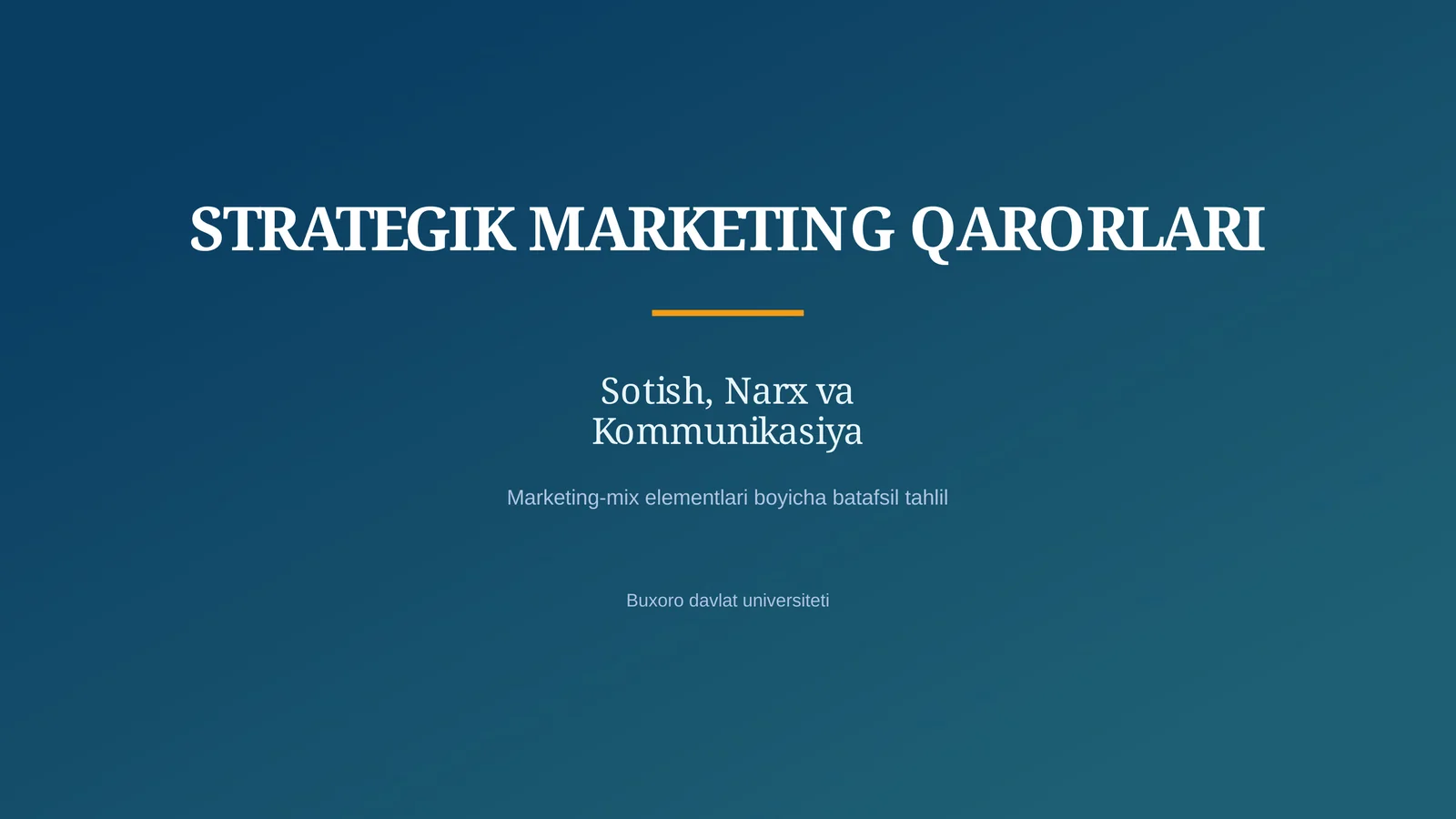 STRATEGIK MARKETING QARORLARI