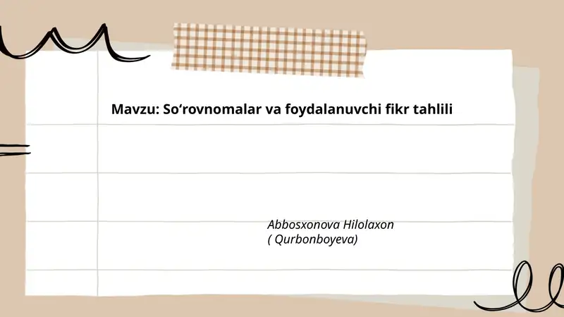 Soʻrovnomalar va foydalanuvchi fikr tahlili