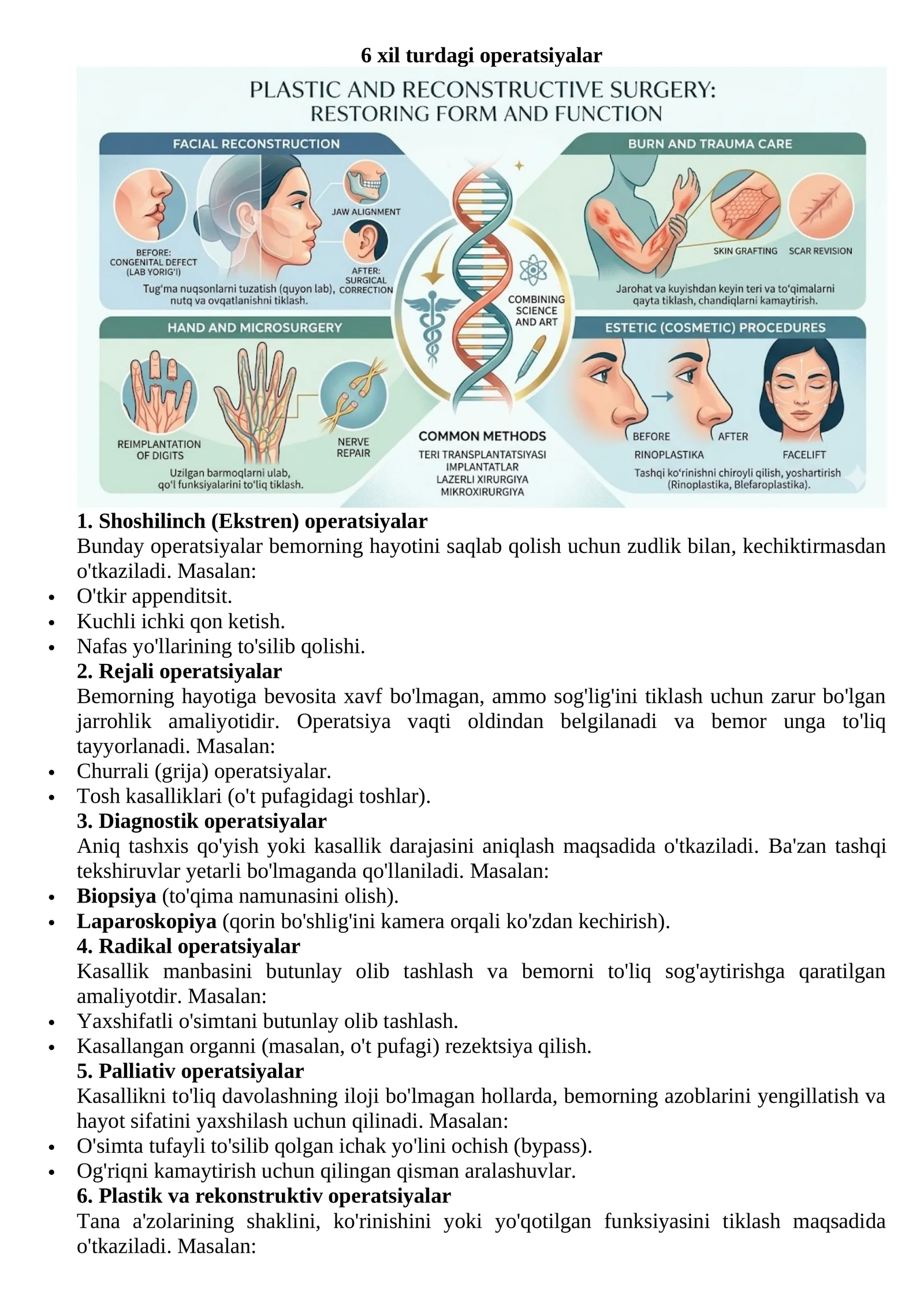 6 xil turdagi operatsiyalar