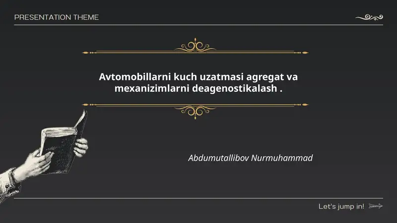 Avtomobillarni kuch uzatmasi agregat va mexanizimlarni deagenostikalash