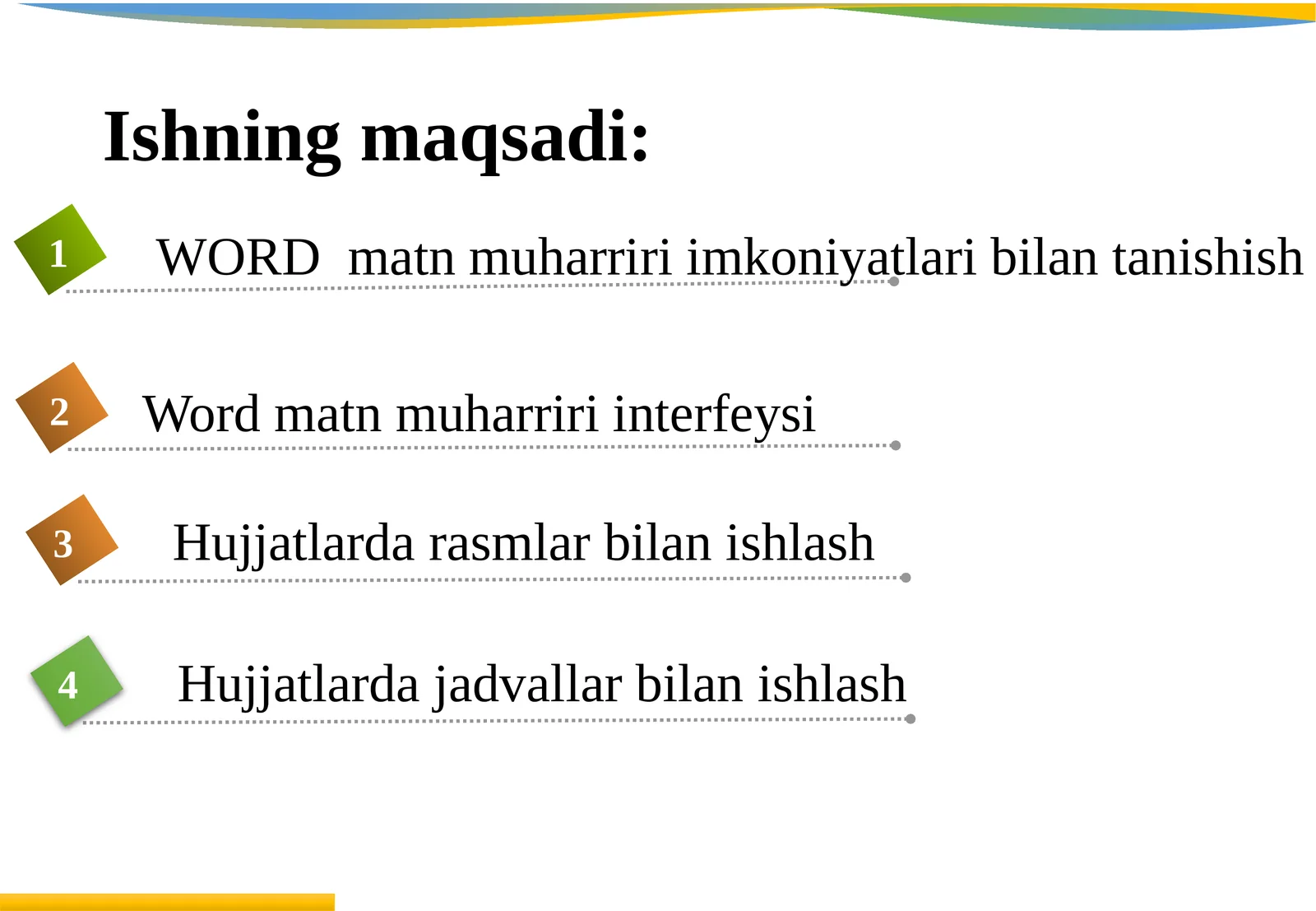 VORD WORD  matn muharriri imkoniyatlari bilan tanishish