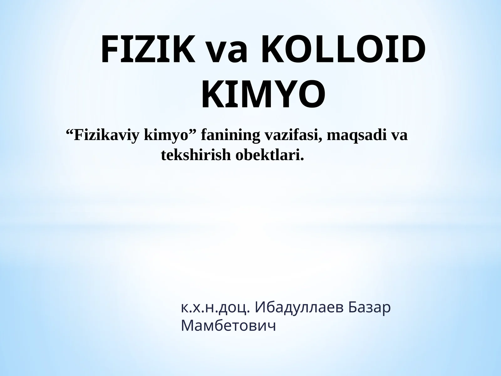 FIZIKvaKOLLOID KIMYO